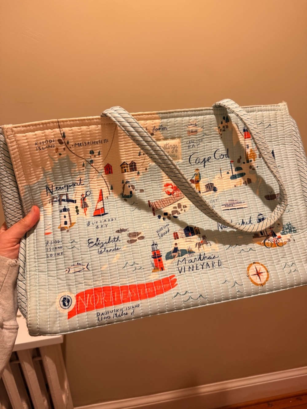 Light Blue Cape Cod Coastal Tote Bag - Picture 4 of 4
